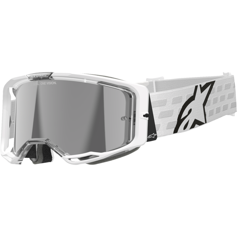 Alpinestars Vision 8 Goggle, Corp White/White with Mirror Silver Lens