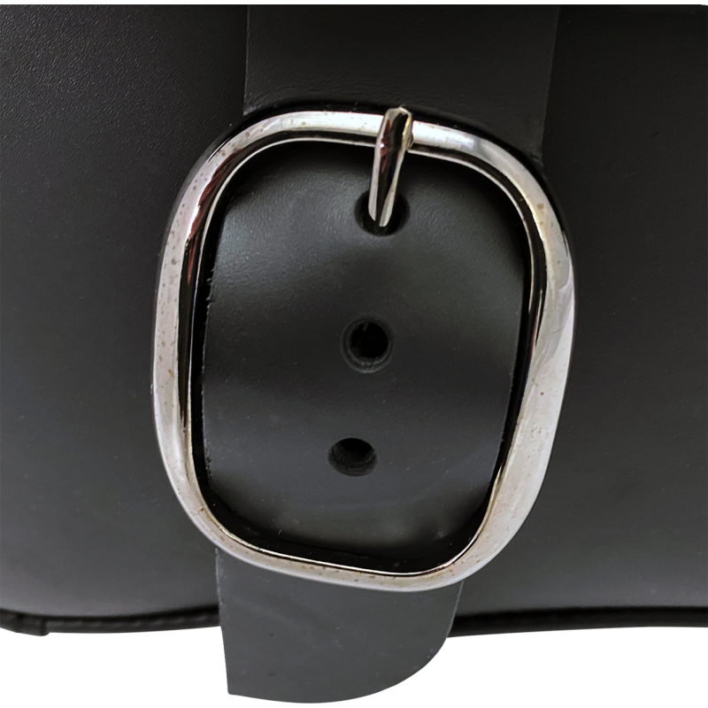 Leather Swingarm Bag Black w/ Brass Buckles