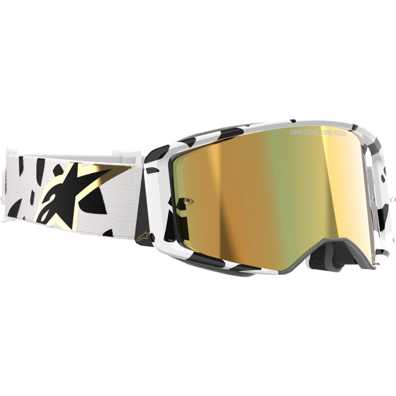 Alpinestars Supertech Goggle, Corp White/Gold with Mirror Gold Lens