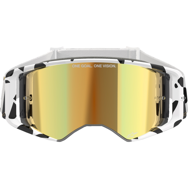 Alpinestars Supertech Goggle, Corp White/Gold with Mirror Gold Lens