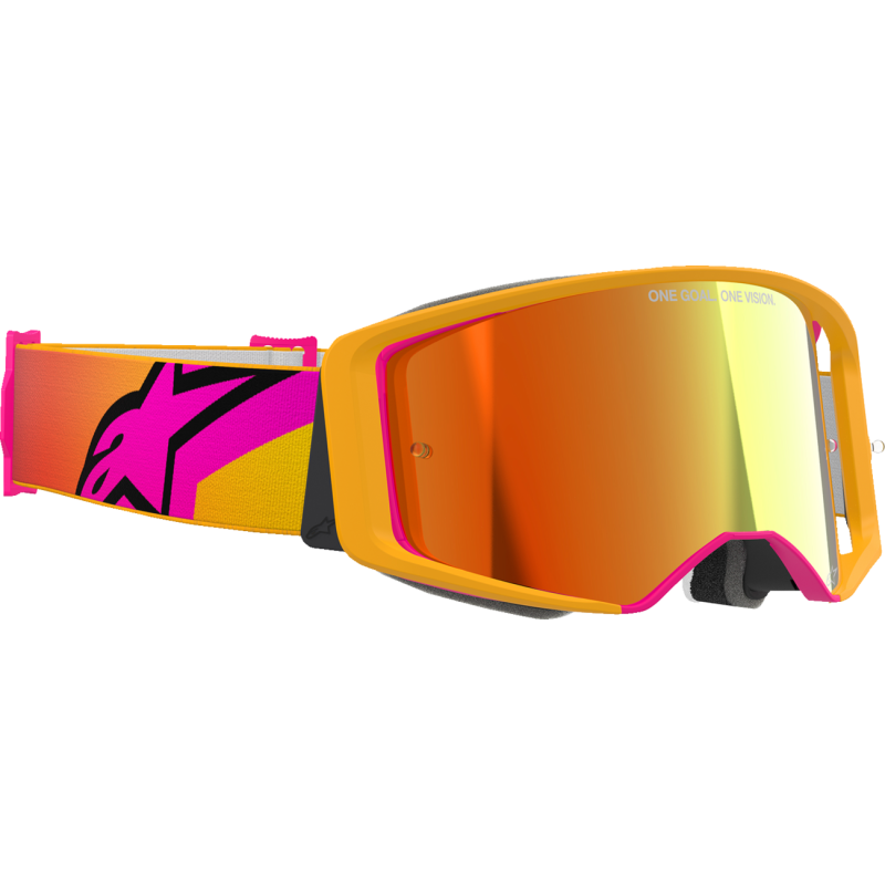Alpinestars Supertech Goggle, Corp Yellow/Pink with Mirror Red Lens