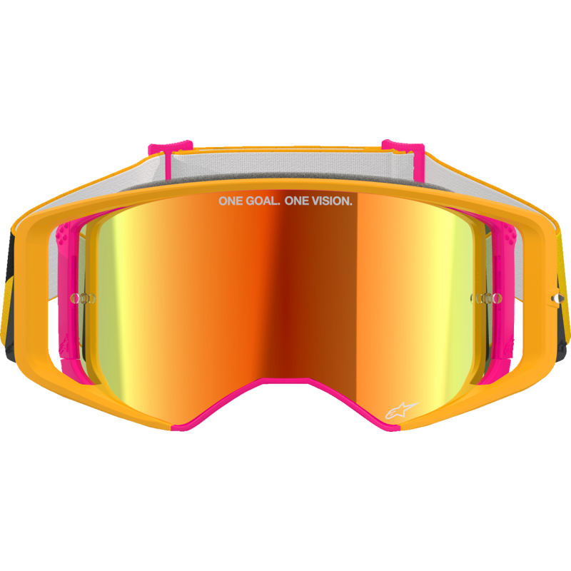 Alpinestars Supertech Goggle, Corp Yellow/Pink with Mirror Red Lens