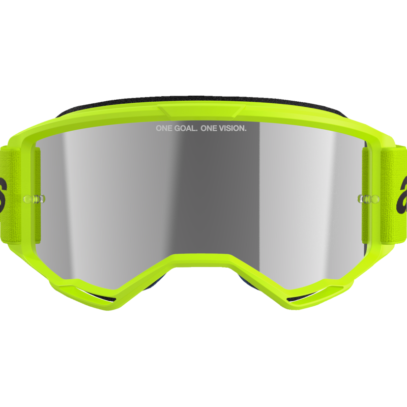 Alpinestars Vision 3 Goggle, Wordmark Yellow Fluo/Yellow Fluo with Mirror Silver Lens