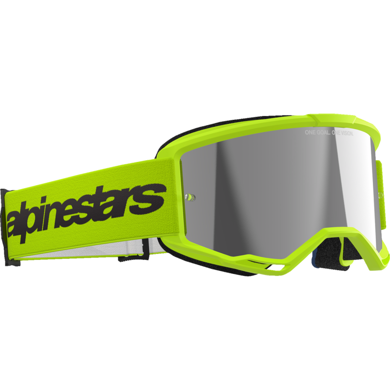 Alpinestars Vision 3 Goggle, Wordmark Yellow Fluo/Yellow Fluo with Mirror Silver Lens