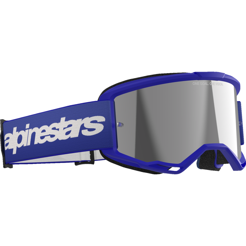 Alpinestars Vision 3 Goggle, Wordmark Blue/Blue with Mirror Silver Lens