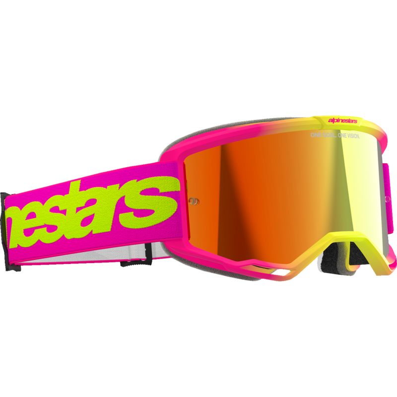 Alpinestars Vision 5 Goggle, Wordmark Pink/Yellow with Mirror Red Lens