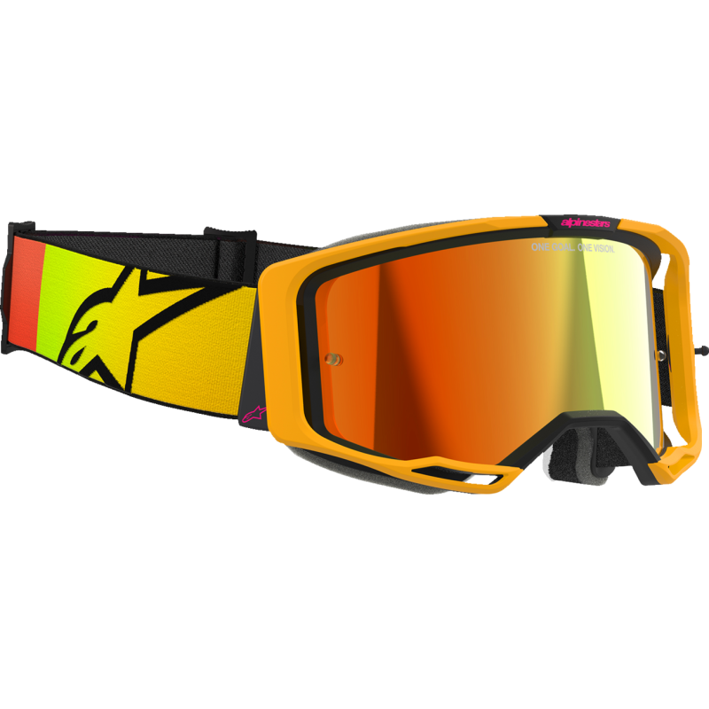 Alpinestars Vision 8 Goggle, Corp Yellow/Pink with Mirror Red Lens