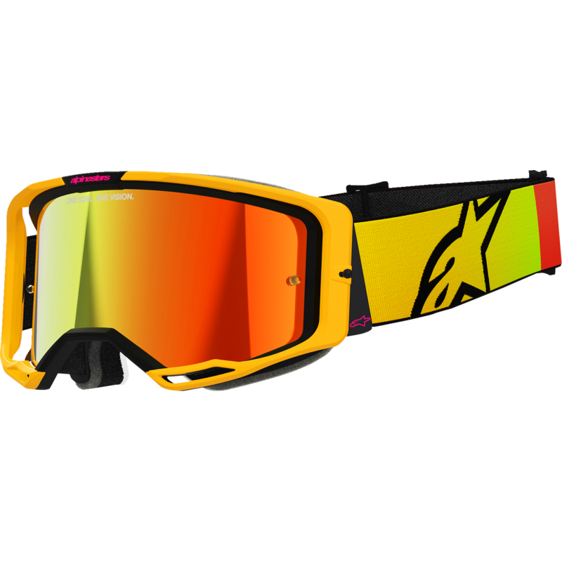 Alpinestars Vision 8 Goggle, Corp Yellow/Pink with Mirror Red Lens