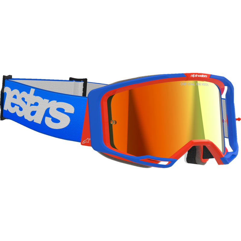 Alpinestars Vision 8 Goggle, Wordmark Blue/Orange with Mirror Red Lens