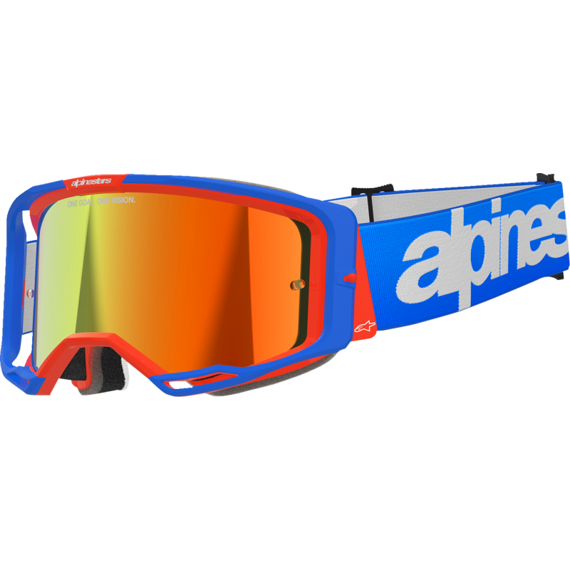 Alpinestars Vision 8 Goggle, Wordmark Blue/Orange with Mirror Red Lens