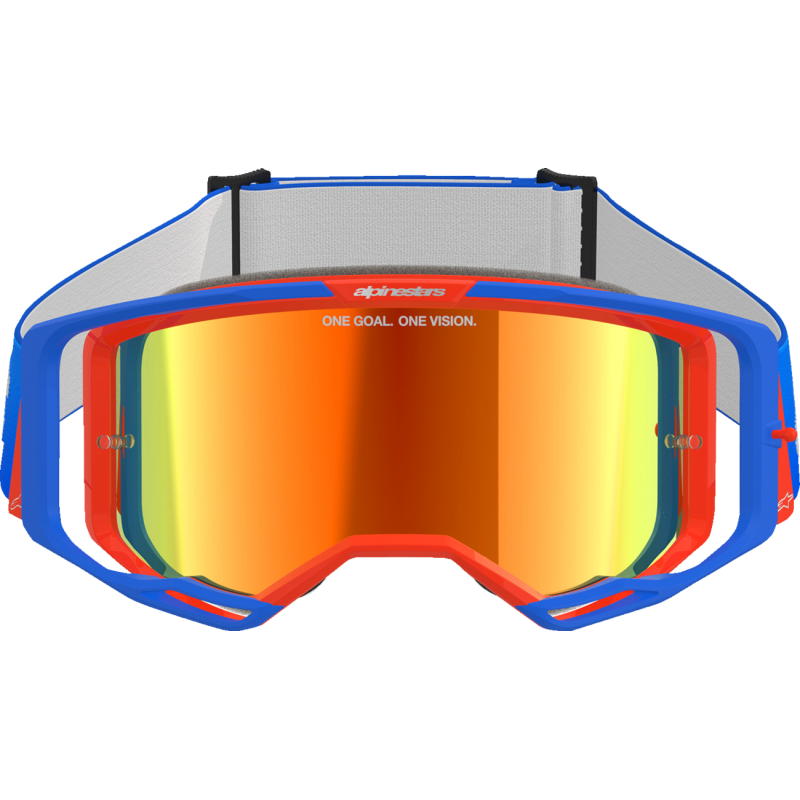 Alpinestars Vision 8 Goggle, Wordmark Blue/Orange with Mirror Red Lens