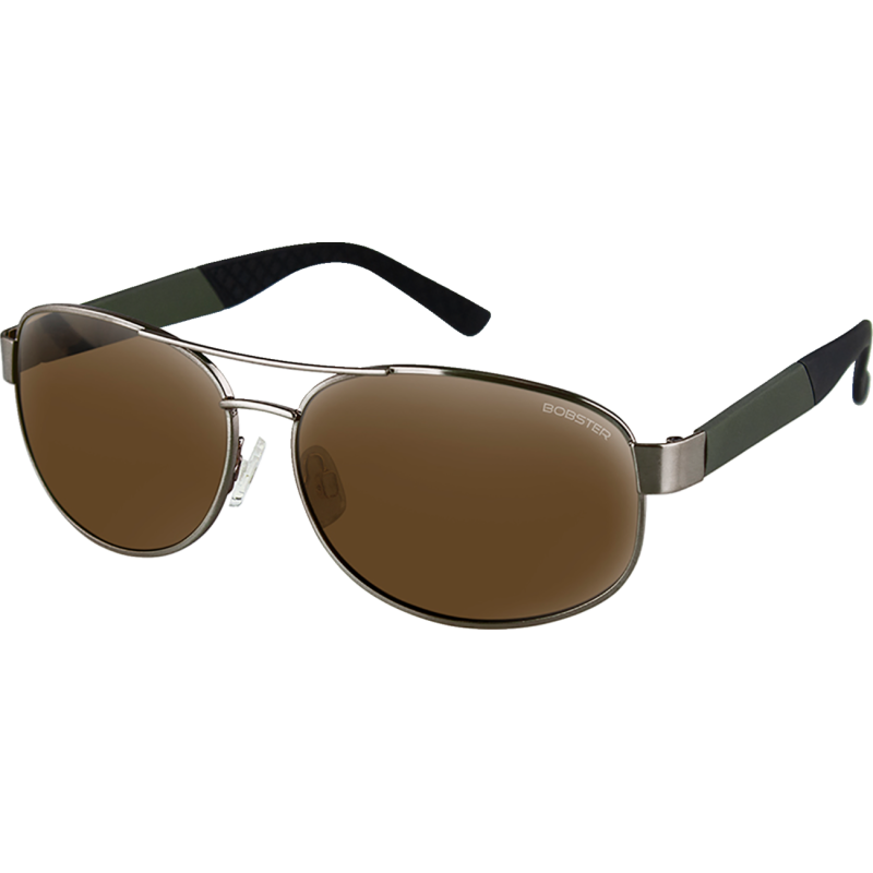 Commandant Sunglasses - Matte metallic olive w/ brushed bronze/brown HD silver mirror