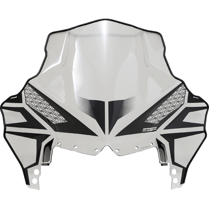 Cobra Windshield Mid, clear w/ black graphics, 18"