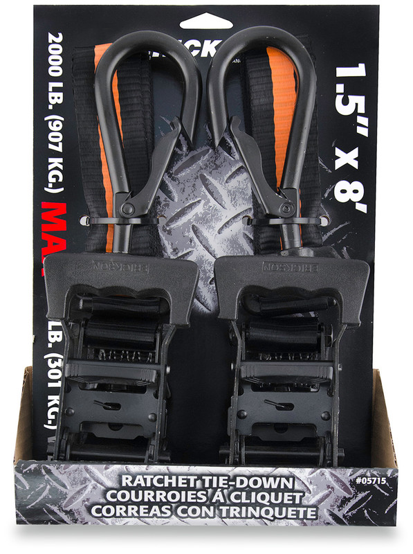Big Hook Ratcheting Tie-Down Straps (2 pk.)