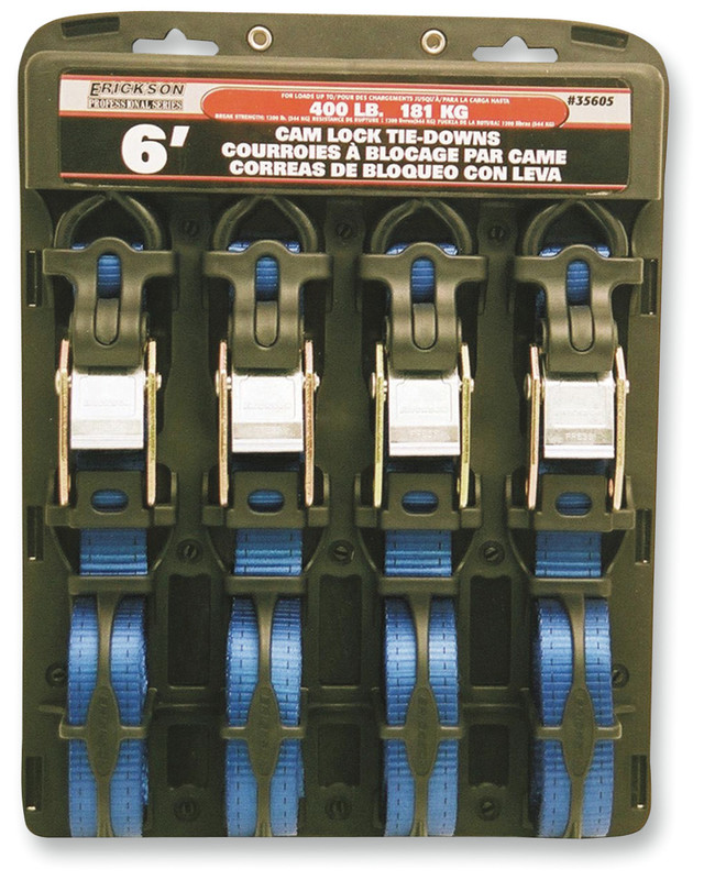 1" W x 6' L Cam Buckle Tie-Down, Blue (4 pk.)