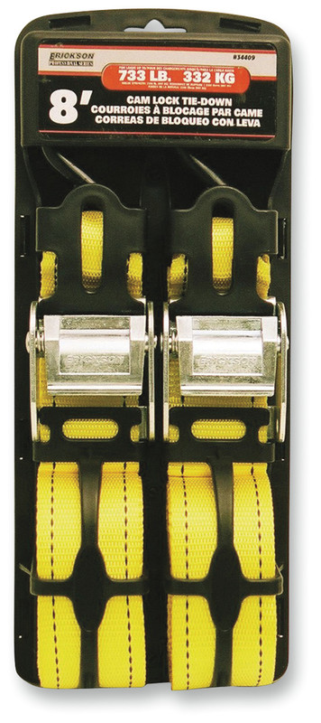 2" W x 8' L Cam Buckle Tie-Down, Yellow (2 pk.)