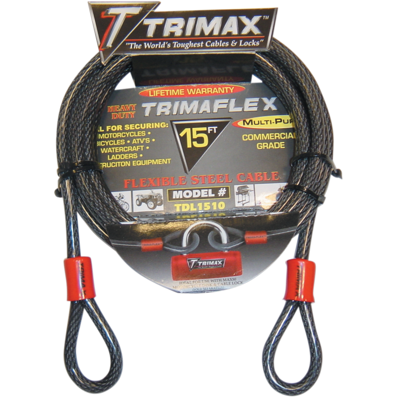 Max Security Dual-Loop Cable, 15' L x 10 mm dia.