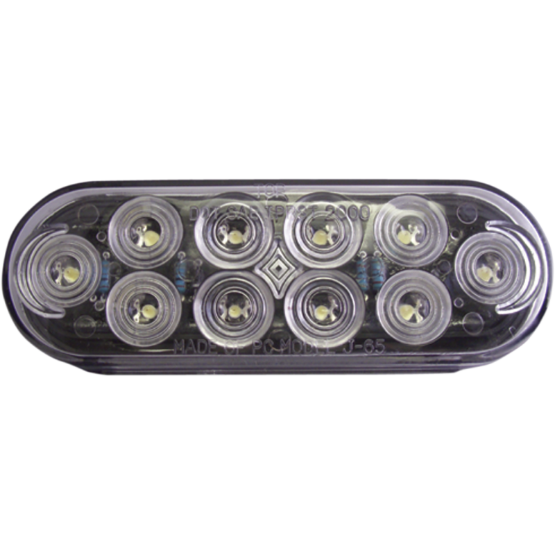 Oval, clear lens/10 red LED dual function