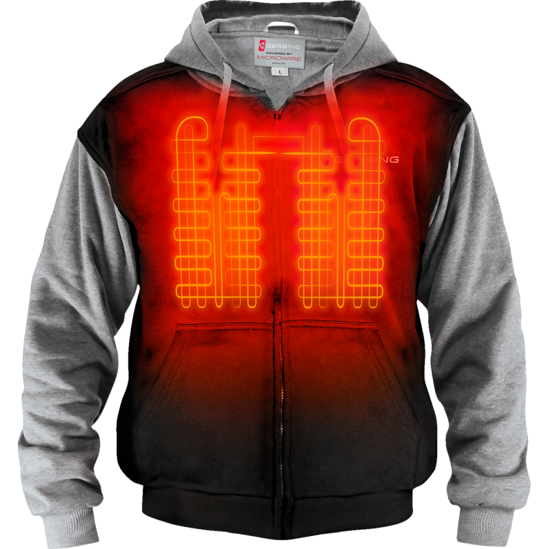 7V Battery Heated Hoodie - Black/Gray - Size 2X