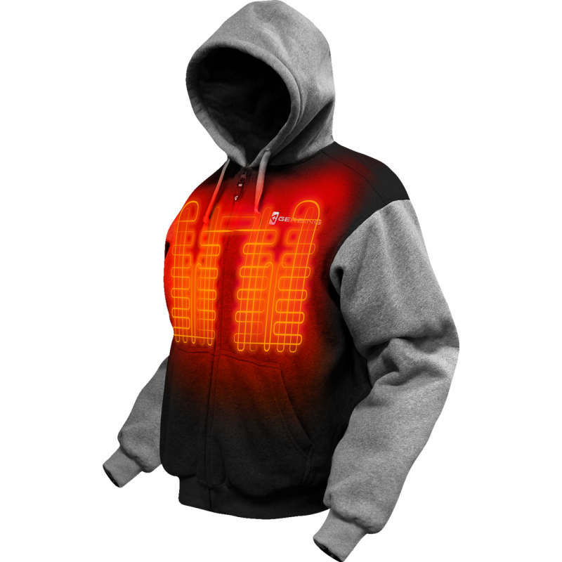 7V Battery Heated Hoodie - Black/Gray - Size 2X