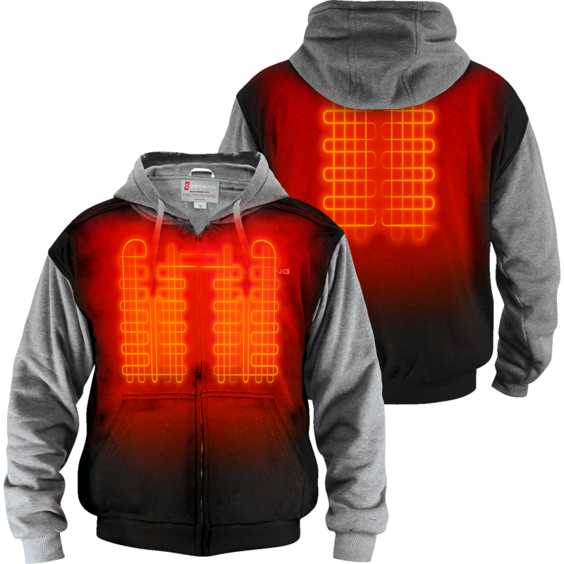 7V Battery Heated Hoodie - Black/Gray - Size 3X