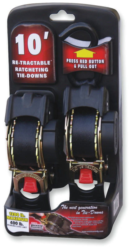 Retractable Ratcheting Tie-Down Strap, 1" x 10'