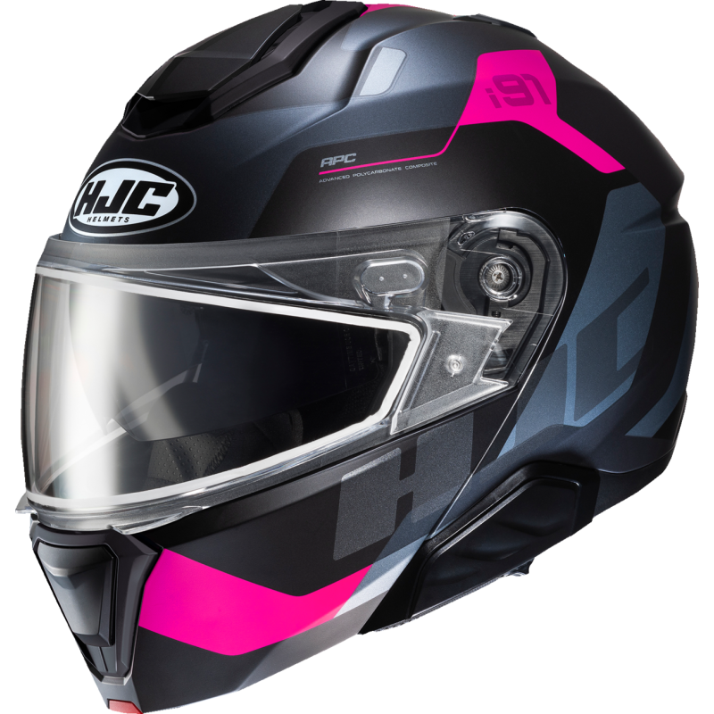 HJC i91 Helmet - Carst Semi-Flat Gray/Pink, Size XS