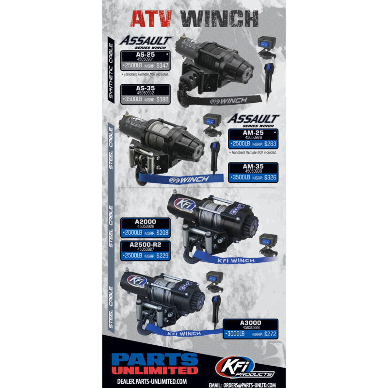 KFI ATV Assault Winch 3,500 lb. with Synthetic Cable
