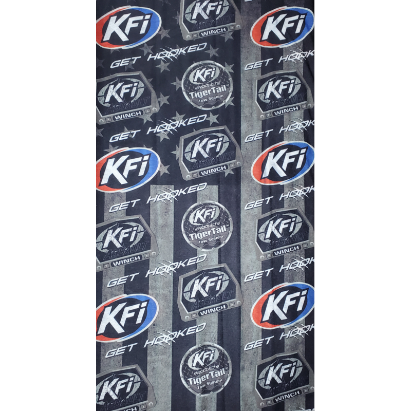 KFI Face Mask - Black & white flag with logos