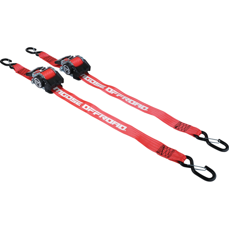 Retractable Ratchet Straps, Red