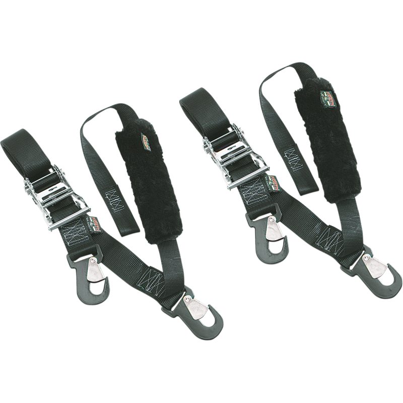 Ratchet w/ two snap-hook ends and sewn-in sheepskin Soft-Tye, black