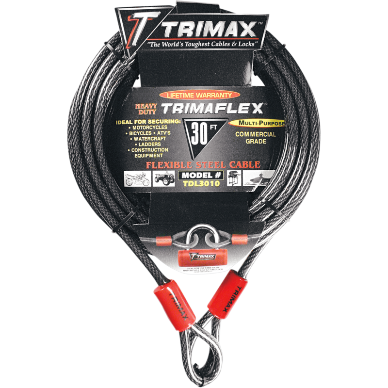 Max Security Dual-Loop Cable, 30' L x 10 mm dia.