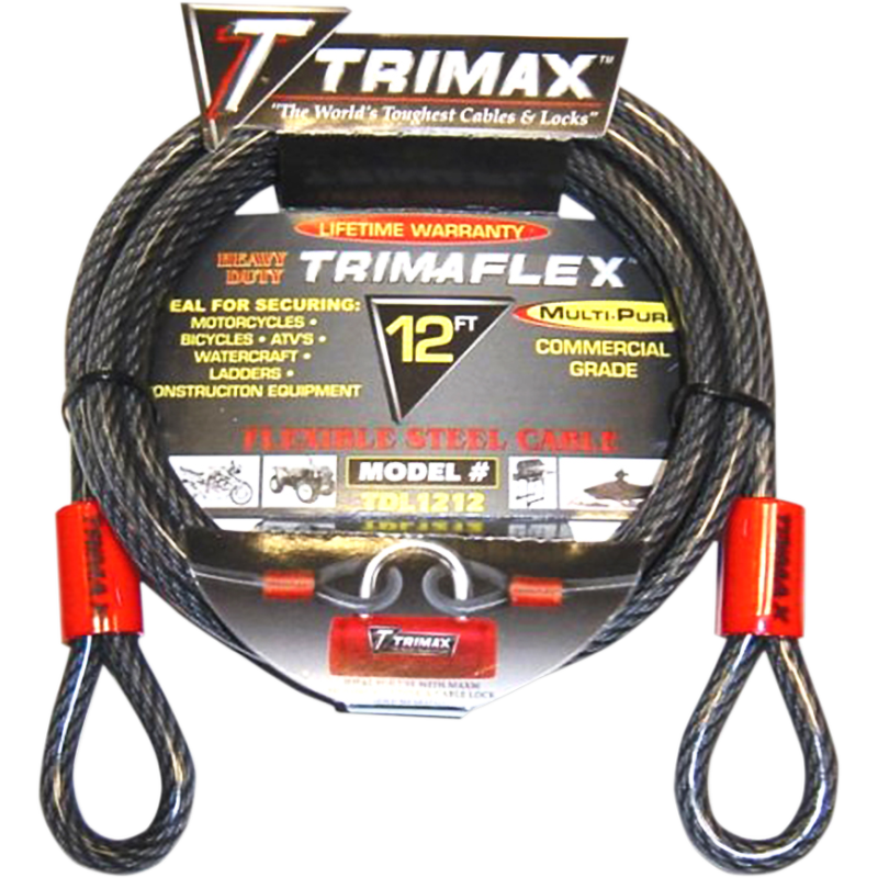 Max Security Dual-Loop Cable, 12' L x 12 mm dia.