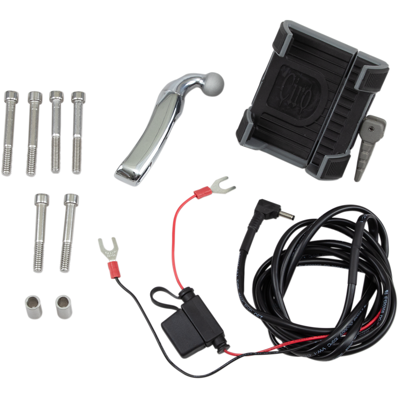 Smartphone Holder with Charger - Chrome Brake/Clutch Perch Mount