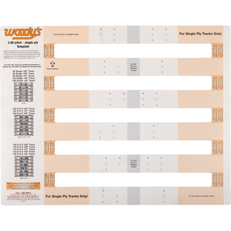 Template for single-ply 2.86 pitch tracks