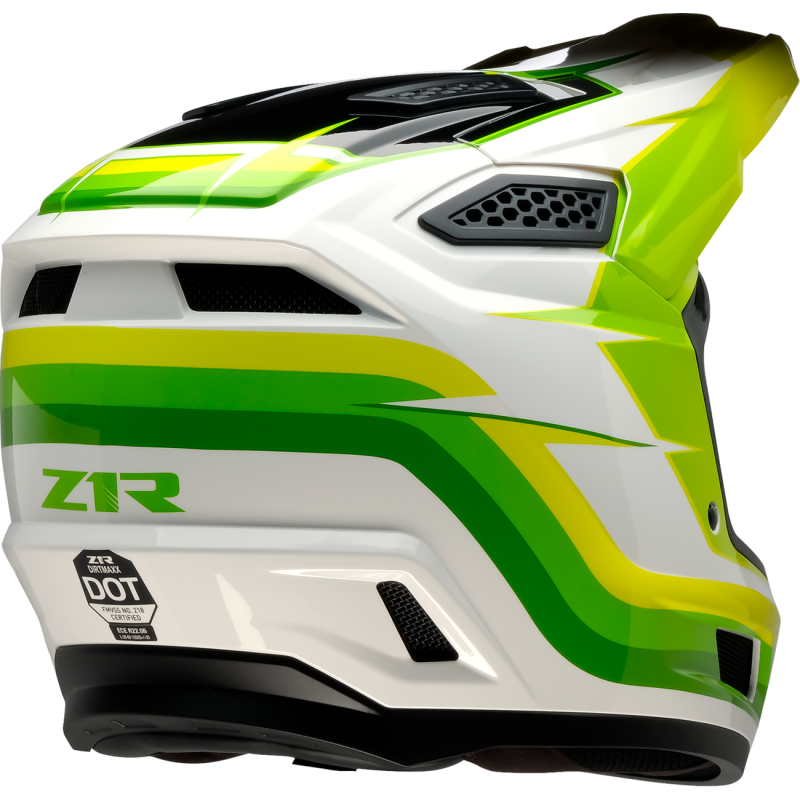 Z1R Dirtmaxx Helmet, Vortex, White/Green, 3X