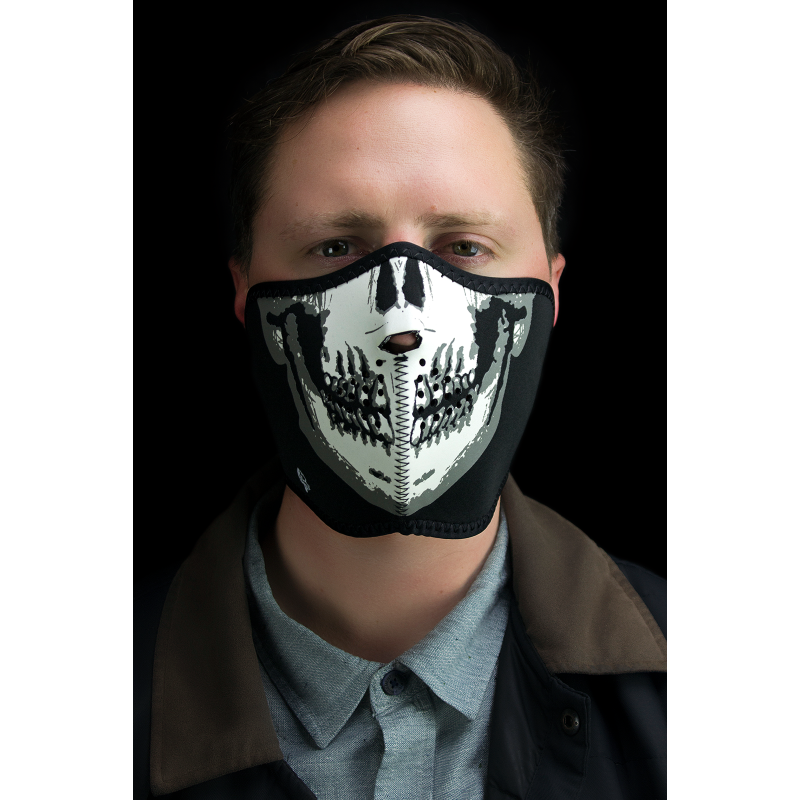 Neoprene Half Mask - Skull face, glow in the dark