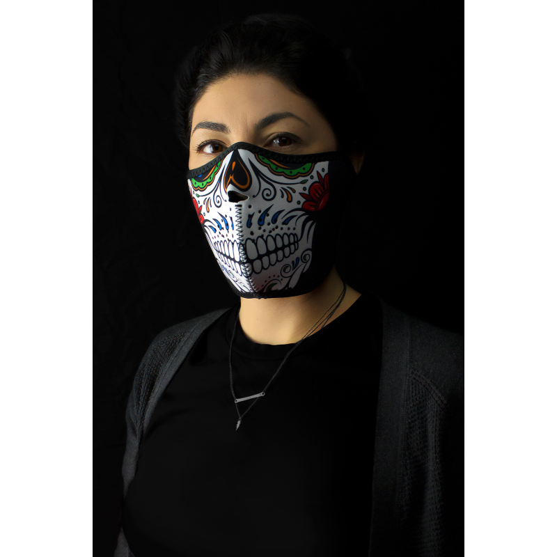 Neoprene Half Mask - Muerte skull