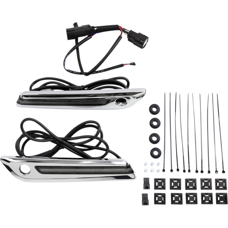 LED Hinge Covers - Light Smoke/Chrome