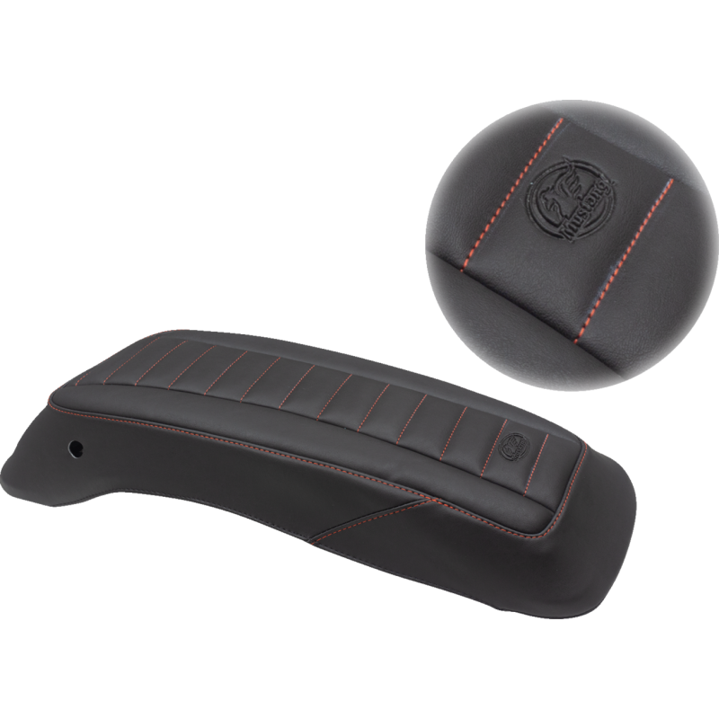 Mustang Saddlebag Lid Cover - Deluxe Black w/ American Beauty Red Stitching