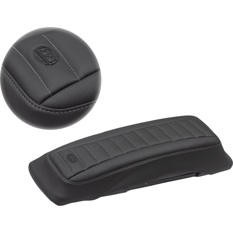 Mustang Saddlebag Lid Cover - Deluxe Black w/ Gunmetal Gray Stitching