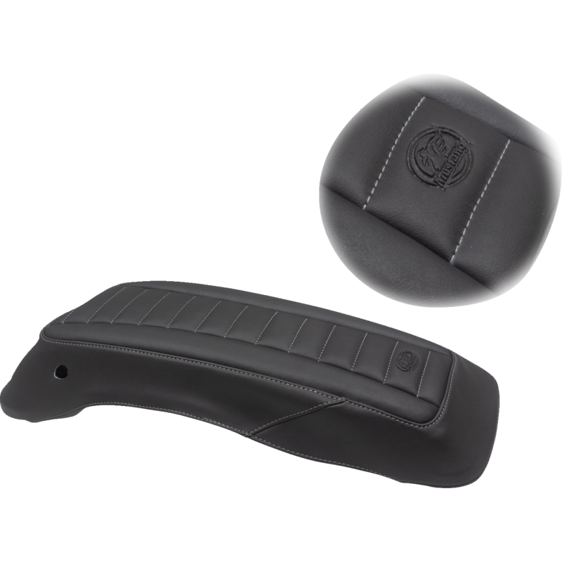 Mustang Saddlebag Lid Cover - Deluxe Black w/ Gunmetal Gray Stitching