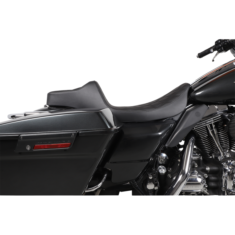 Drag Specialties Predator III Extended Reach Seat, Double Diamond Black Thread