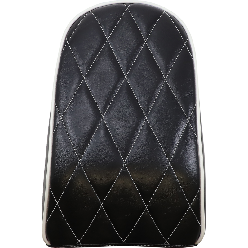 Bare Bones White Diamond Stitch Pillion Pad w/ White Piping