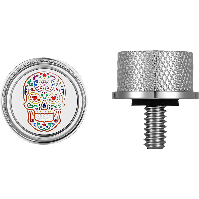 Seat Mounting Knob - Mirror Polished w/ Sugar Skull