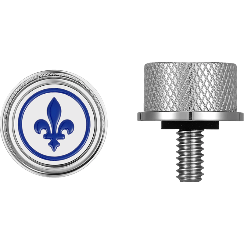 Seat Screw Mirror Polished Blue Fleur-de-lis
