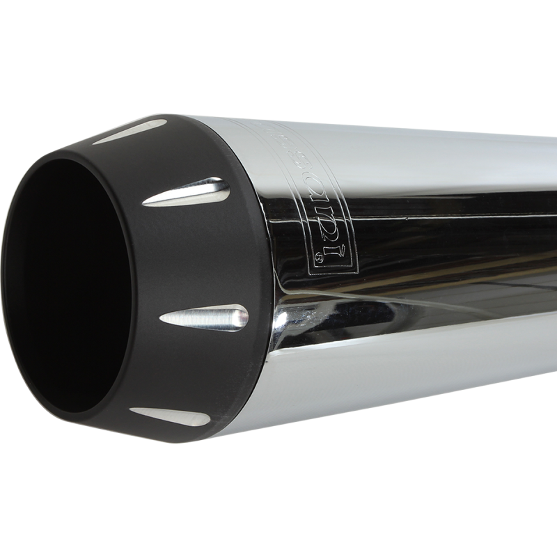 Bassani Xhaust Road Rage 2-Into-1 System - Chrome, Long with Black Billet End Cap