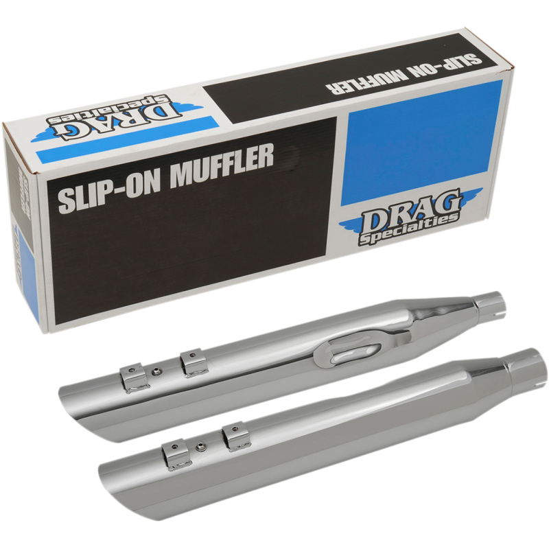 Drag Specialties Slashdown Slip-On Mufflers, Chrome, 4"