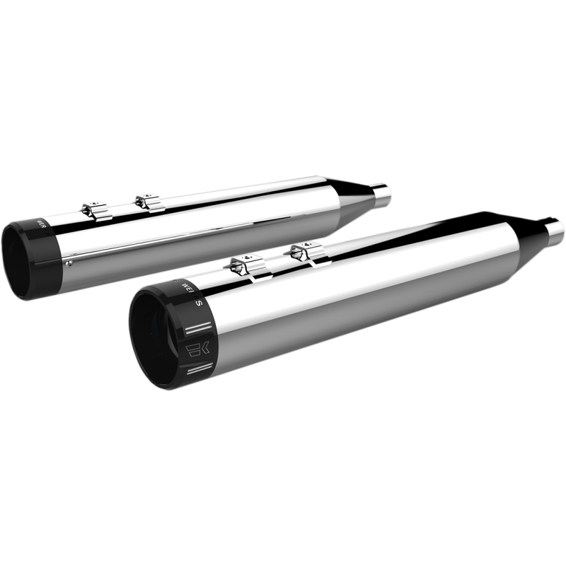 Khrome Werks 4.50" HP PLUS Slip-On Mufflers - Chrome w/ black Klassic tip billet end caps