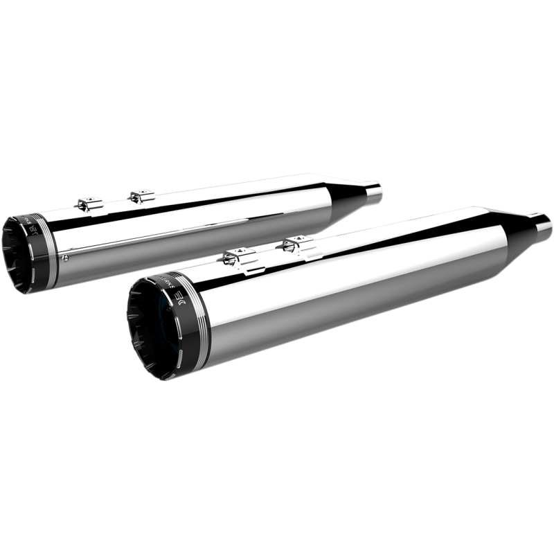 Khrome Werks 4.50" HP PLUS Slip-On Mufflers - Chrome w/ black Tracer billet end caps